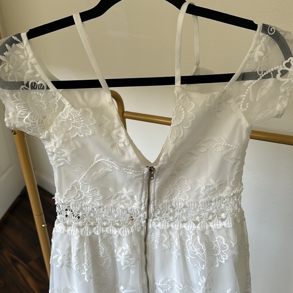Ankle length white floral sheer dress - Picture 3 of 8